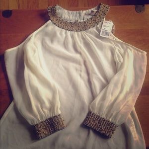 Gorgeous gold and cream off the shoulder top